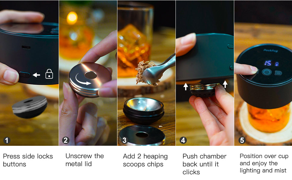 Pockfog Electric RGB Light Cocktail Whisky Smoker Kit