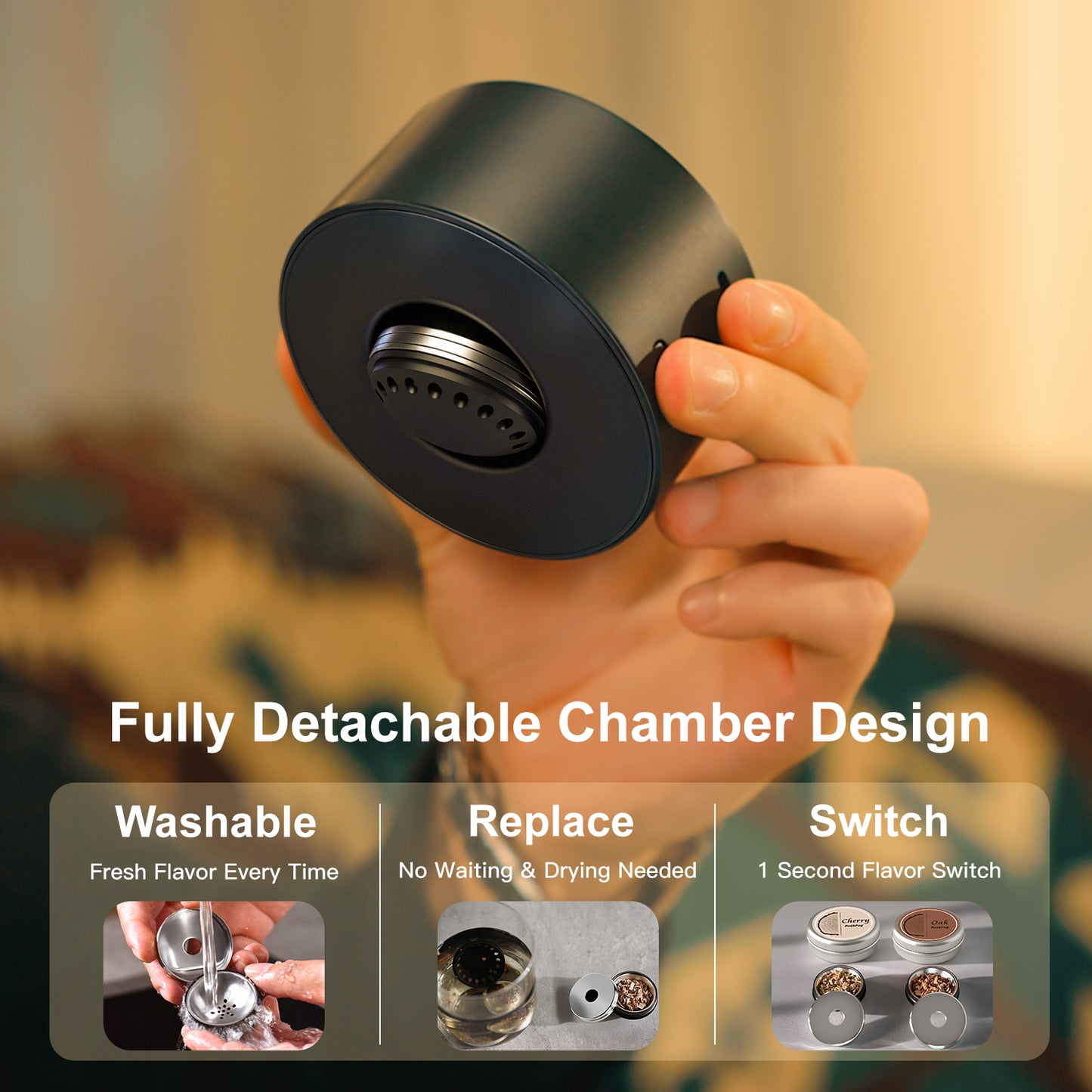 Pockfog 6 Flavors Electric Drink Smoker with RGB Lights – Perfect for Whiskey, Bourbon & Cocktails