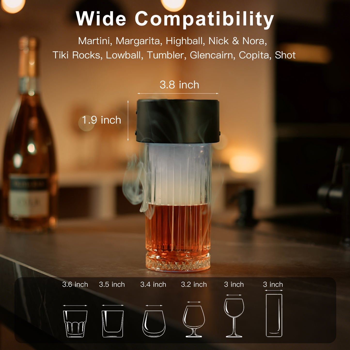 Pockfog 6 Flavors Electric Drink Smoker with RGB Lights – Perfect for Whiskey, Bourbon & Cocktails