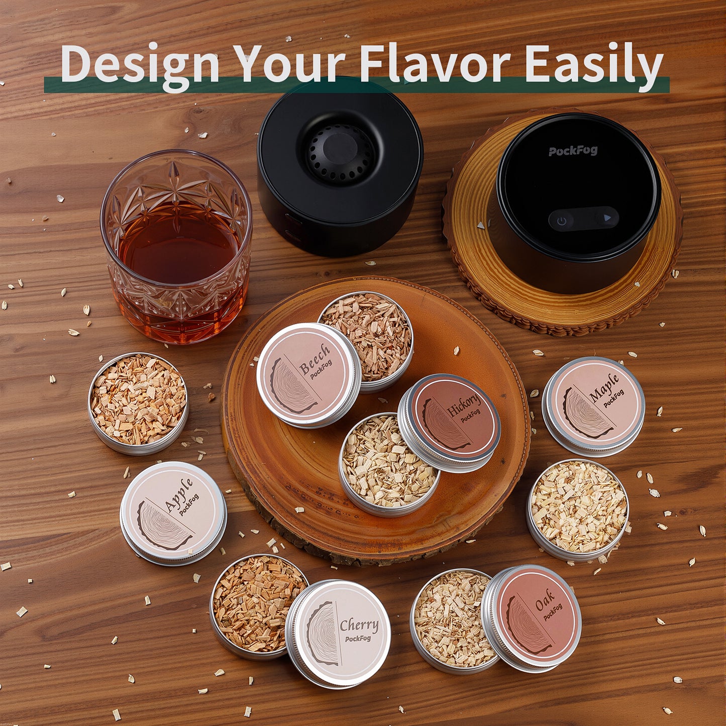 Pockfog 6 Flavors Electric Drink Smoker with RGB Lights – Perfect for Whiskey, Bourbon & Cocktails