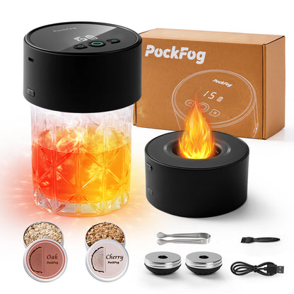 Pockfog 6 Flavors Electric Drink Smoker with RGB Lights – Perfect for Whiskey, Bourbon & Cocktails