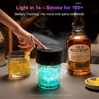 Pockfog 6 Flavors Electric Drink Smoker with RGB Lights – Perfect for Whiskey, Bourbon & Cocktails